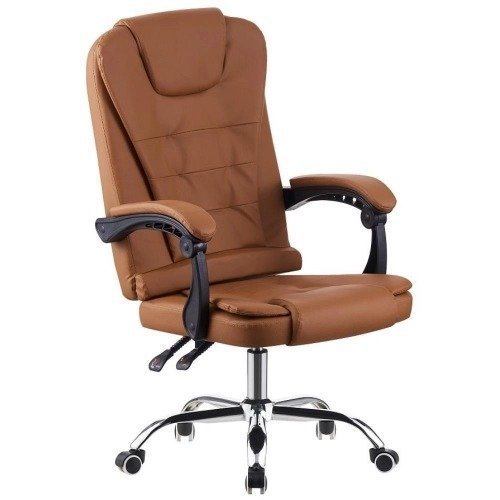 Cadeira de Escritório Presidente Base Cromada com Rodinha Fortt Liverpool Marrom CPF05-M