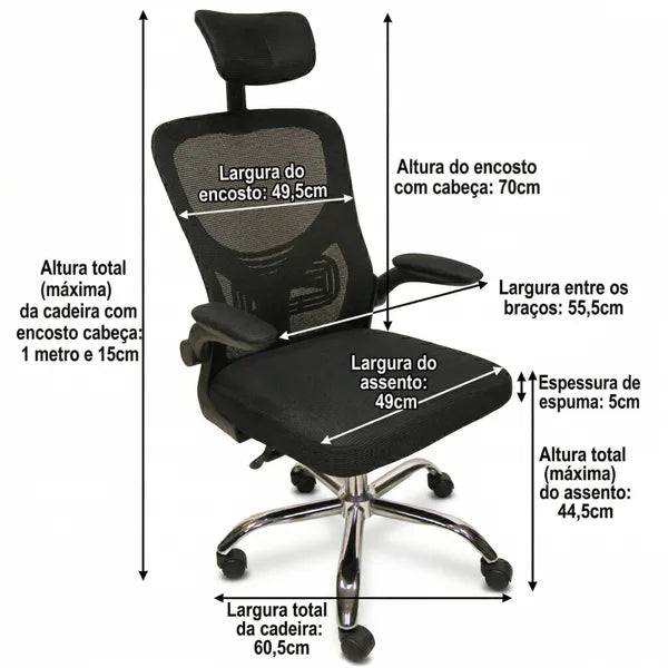 Cadeira Ergonômica Executiva UltraComfort Pro Preto
