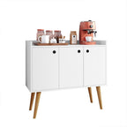 Aparador Buffet Wood Prime 3 Portas Cantinho Café Prateleira Organizadora Pés Palito Decoração Retrô – Branco – Rpm