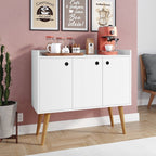 Aparador Buffet Wood Prime 3 Portas Cantinho Café Prateleira Organizadora Pés Palito Decoração Retrô – Branco – Rpm