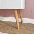 Aparador Buffet Wood Prime 3 Portas Cantinho Café Prateleira Organizadora Pés Palito Decoração Retrô – Branco – Rpm