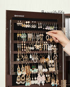 Espelho com Prateleira e Porta Joias Marrom