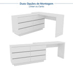 Mesa de Escritório Itália em L com 6 Gavetas