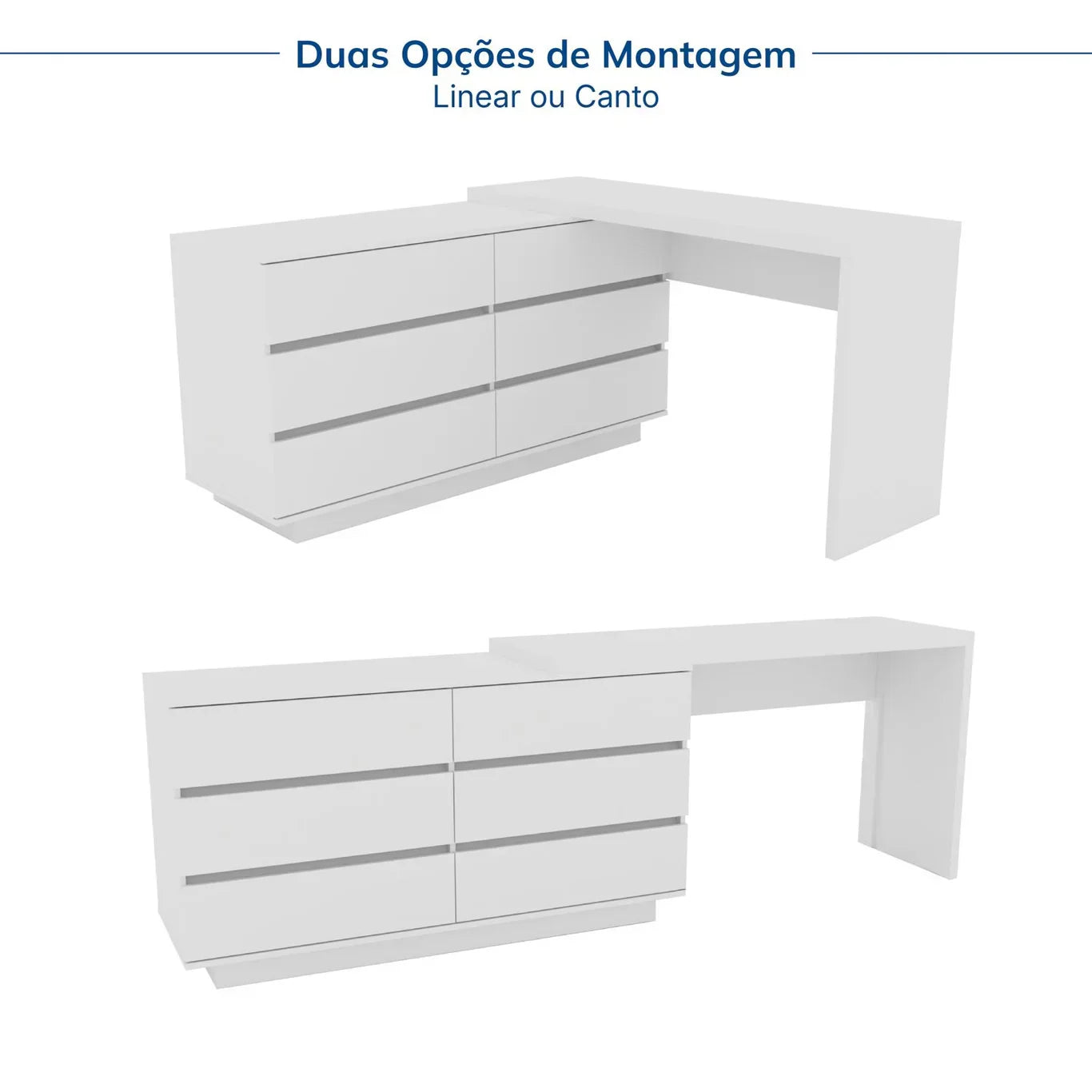 Mesa de Escritório Itália em L com 6 Gavetas