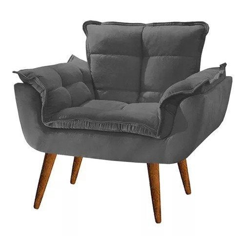 Poltrona Decorativa Opala Suede Graffite
