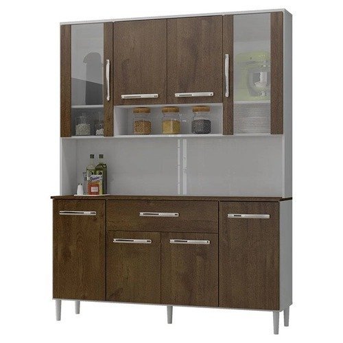 Armário de Cozinha Kit Cancun 8 Portas Branco Malbec – Incorplac