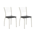 Cadeira Sala de Jantar 1700 Kit Aço 2 Uni Prata – Assento Courano Preto – Carraro