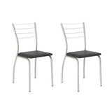 Cadeira Sala de Jantar 1700 Kit Aço 2 Uni Prata – Assento Courano Preto – Carraro