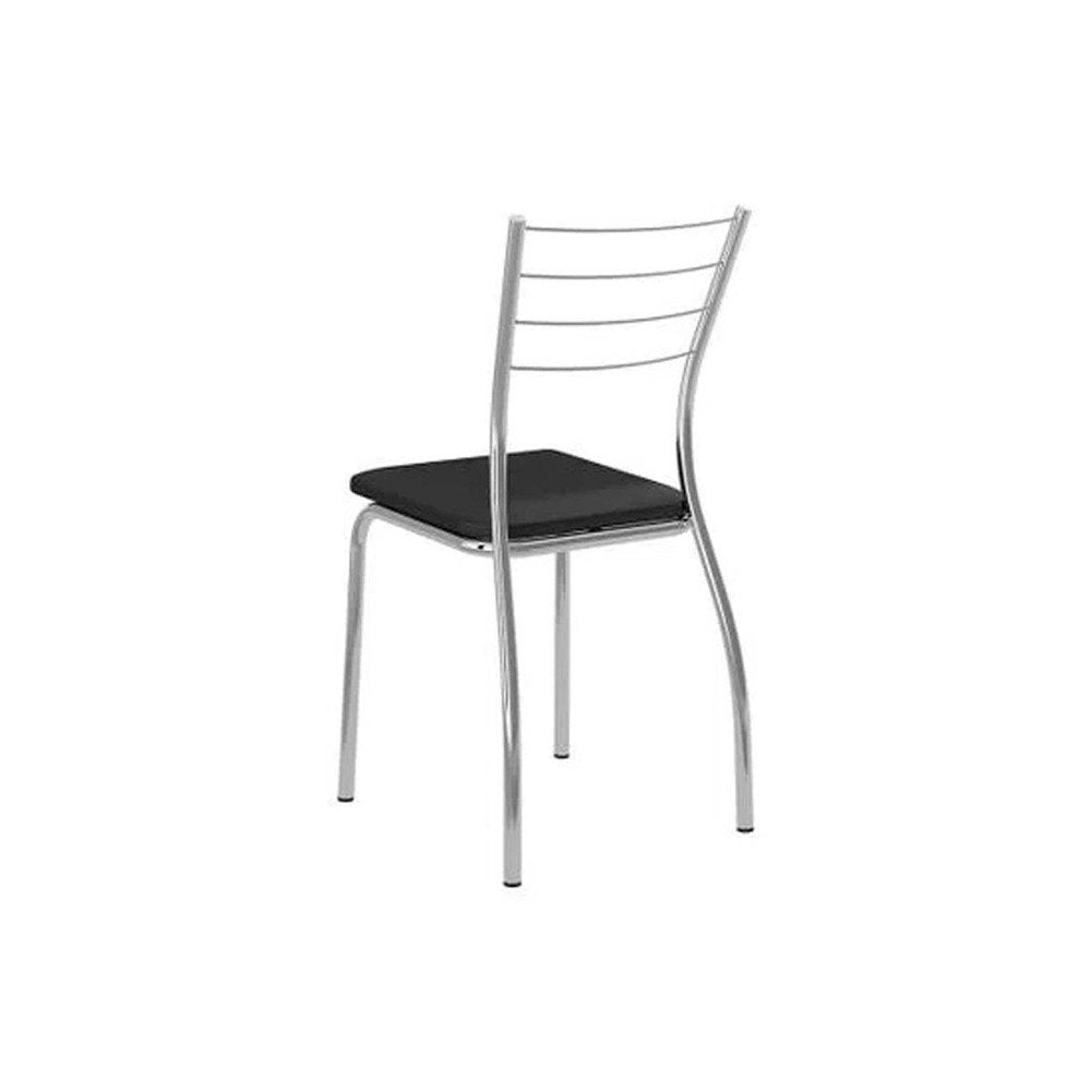 Cadeira Sala de Jantar 1700 Kit Aço 2 Uni Prata – Assento Courano Preto – Carraro