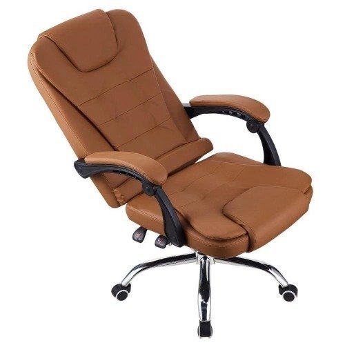 Cadeira de Escritório Presidente Base Cromada com Rodinha Fortt Liverpool Marrom  CPF05-M