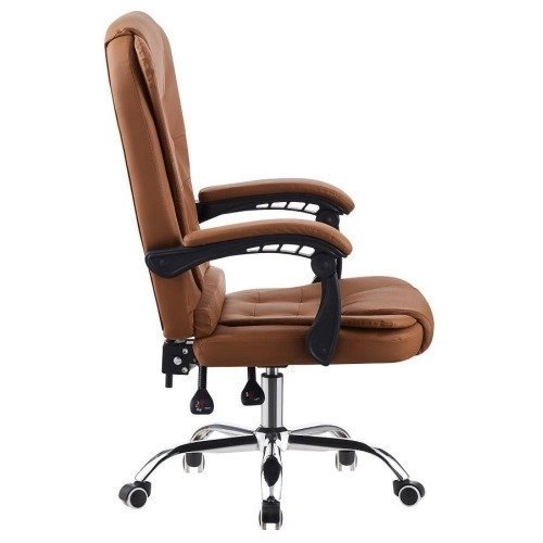 Cadeira de Escritório Presidente Base Cromada com Rodinha Fortt Liverpool Marrom  CPF05-M