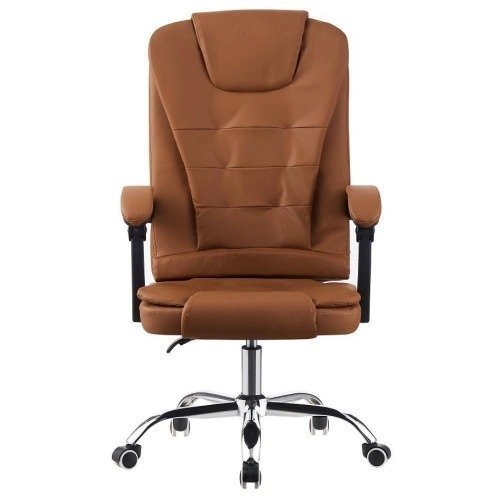 Cadeira de Escritório Presidente Base Cromada com Rodinha Fortt Liverpool Marrom  CPF05-M