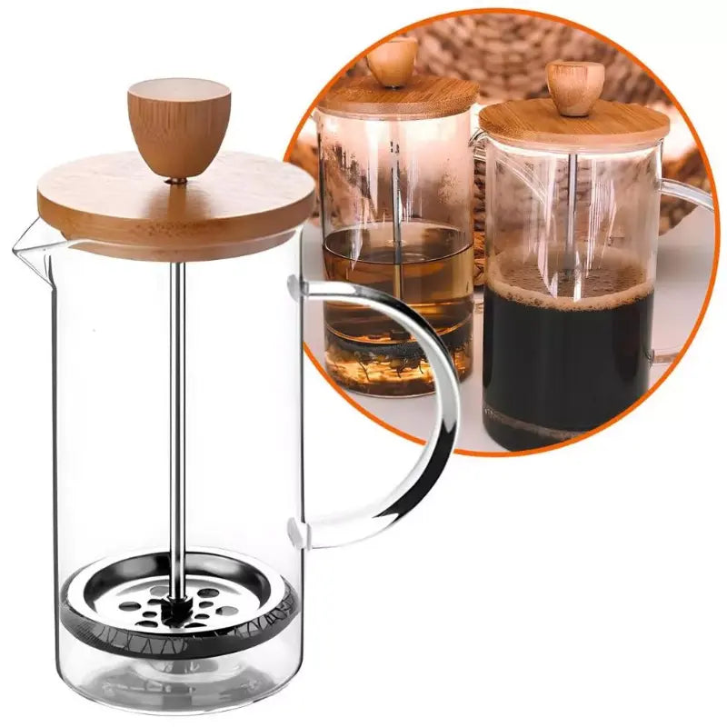 Cafeteira Prensa Francesa com Tampa de Bambu