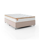 Cama Box Casal Colchão Molas Ensacadas Real 138x188x65cm Branco/Bege – Suporta até 130Kg Por Pessoa