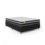 Cama Box Casal Colchão Molas Qatar 138x188x60cm Branco / Preto – Suporta até 200Kg Por Pessoa
