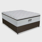 Cama Box Casal Colchão de Molas Pocket Ensacadas Tower Gazin 138x188x72cm Branco  Marrom