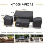 Capa Impermeável para Móveis de Jardim Kit 4 Peças