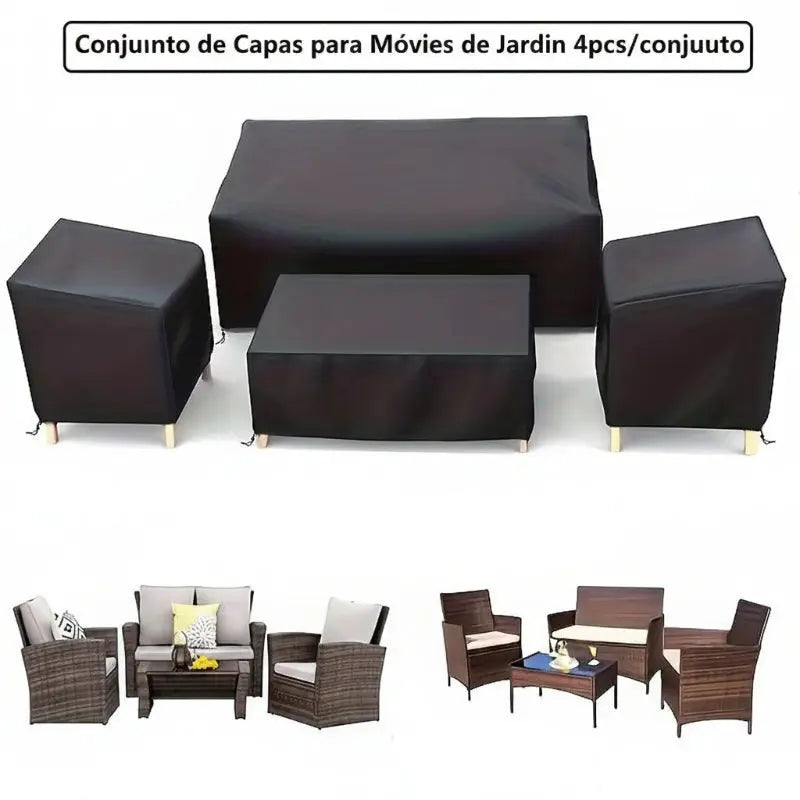 Capa Impermeável para Móveis de Jardim Kit 4 Peças