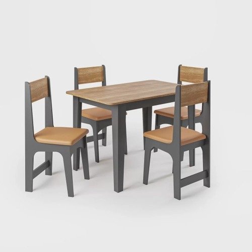 Conjunto Sala de Jantar Mesa Nicoli Retangular 110x68cm com 4 Cadeiras Delta