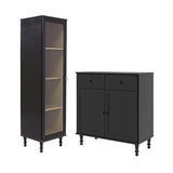 Cristaleira + Aparador Buffet Ditália E-963-r-629 Cor preto Preto