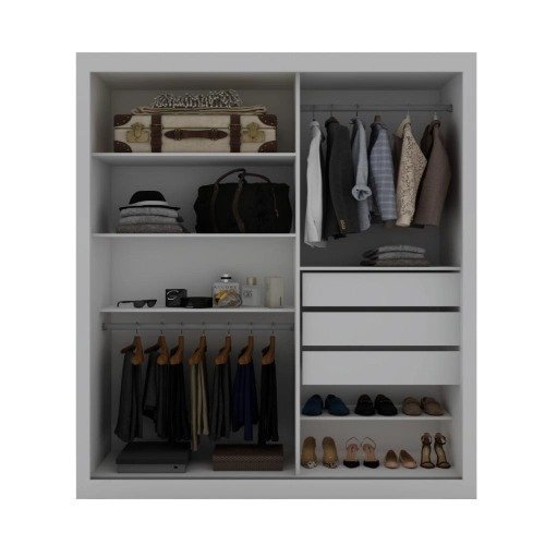 Guarda Roupas 2 Portas Solteiro Real Branco Acetinado