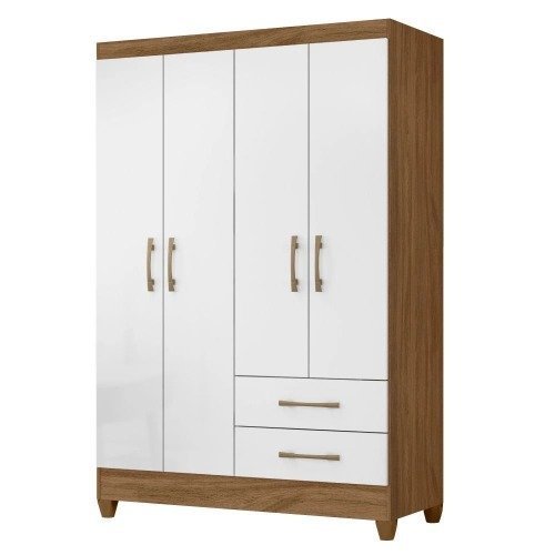Guarda Roupas Solteiro com 4 Portas Chile Nature  Branco