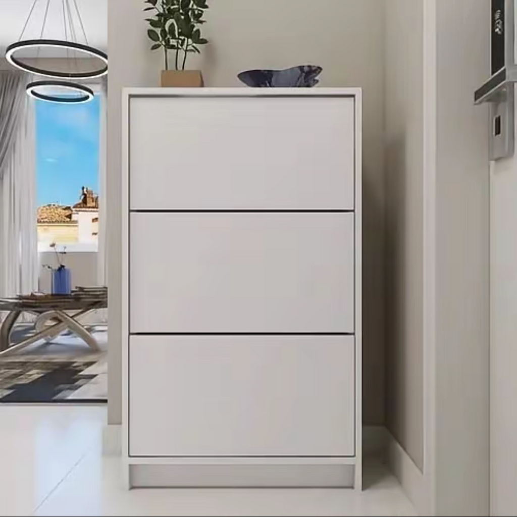 Sapateiro Armário 3 Compartimentos Basculantes Slim Branco