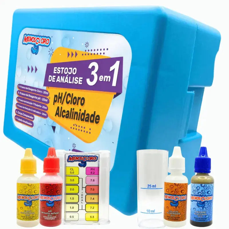Medidor de pH e Cloro e Alcalinidade Kit Estojo Teste Água de Piscina