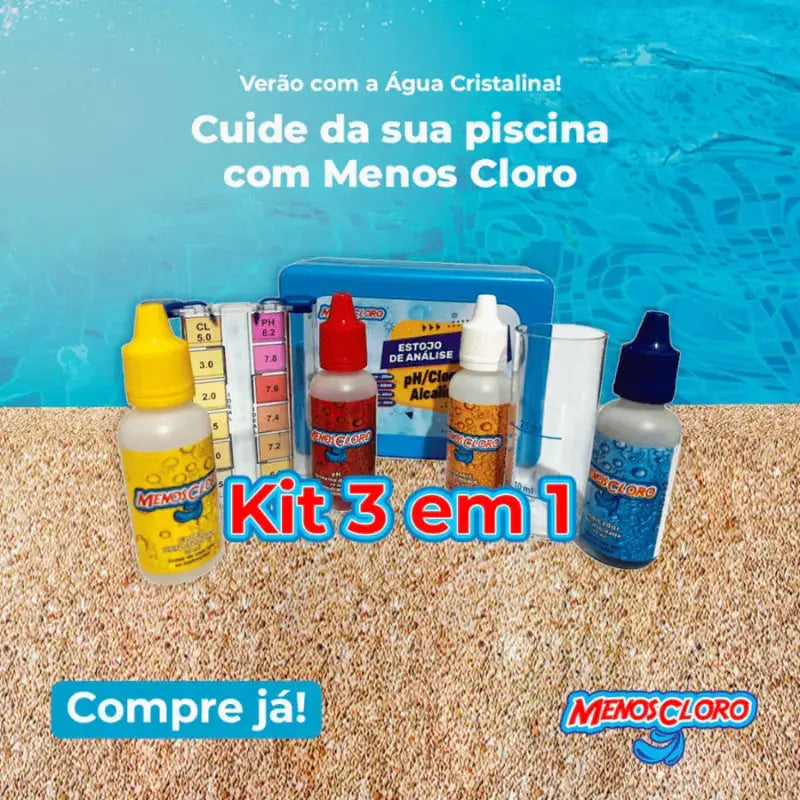 Medidor de pH e Cloro e Alcalinidade Kit Estojo Teste Água de Piscina