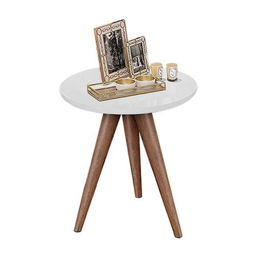Mesa de Canto Lateral Designer Branco p Sala Estar Moveis