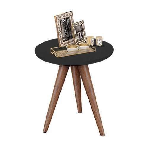 Mesa de Canto Lateral Redonda – Preta