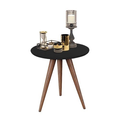 Mesa de Canto Lateral Redonda – Preta