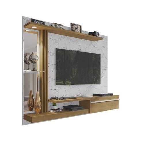 Painel Para Tvs 55 Polegadas Led Prateleira De Vidro Denver