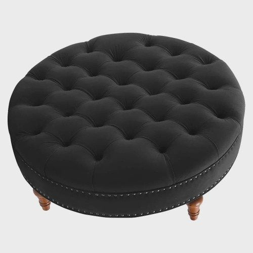Puff Amara 60 cm Suede Preto slk Decor