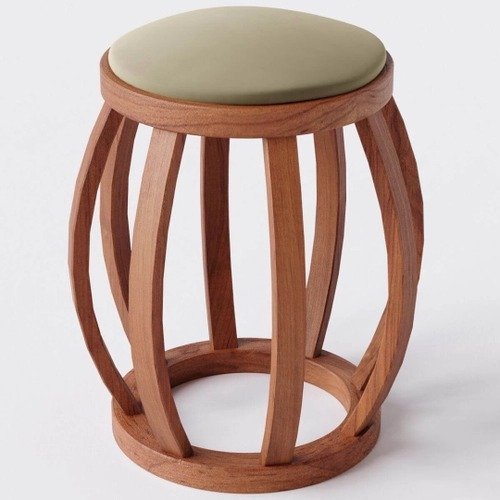 Puff Decorativo Banqueta Barril em Madeira Maciça Suede Castor – Home Mobily
