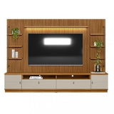 Rack com Painel para TV até 75 Polegadas 2 Portas 2 Gavetas Ouro Preto Linea Brasil