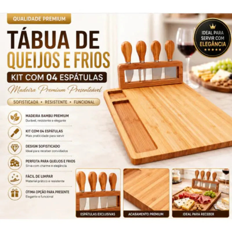 Tábua de Frios em Madeira com Acessórios