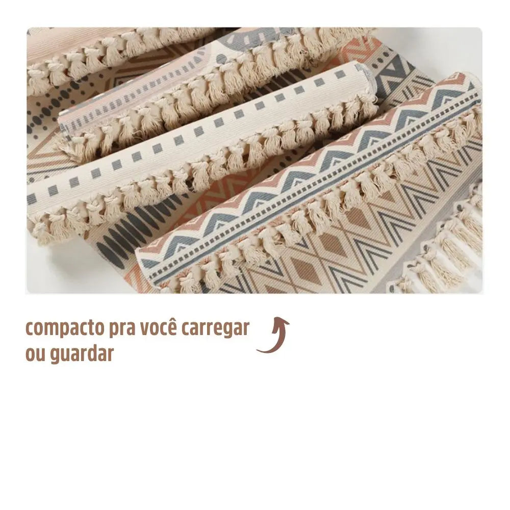 Tapete de Algodão Retangular Sala Quarto Nórdico Boêmio