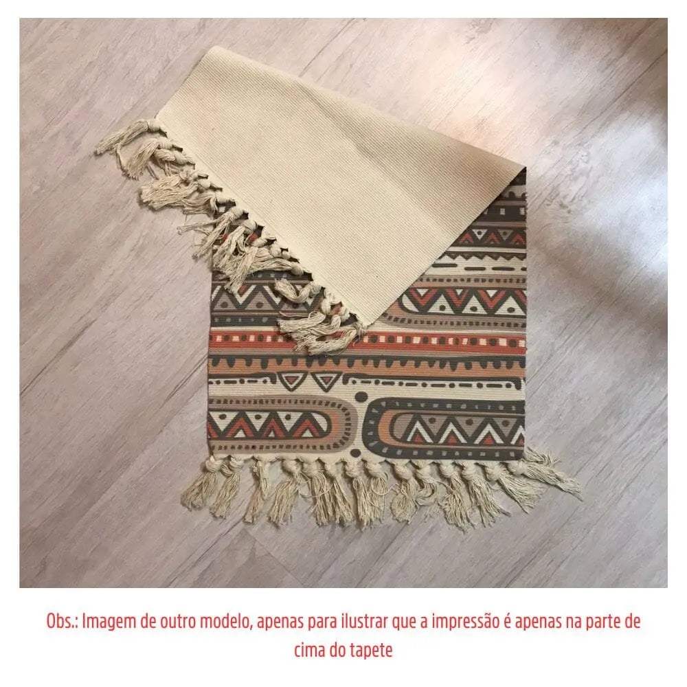 Tapete de Algodão Retangular Sala Quarto Nórdico Boêmio