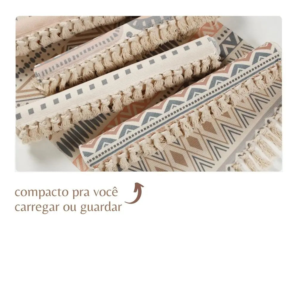 Tapete de Algodão Retangular Sala Quarto Nórdico Triângulos