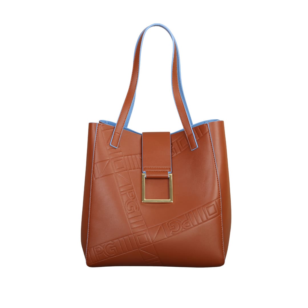 Bolsa de ombro feminina Orell Falésia, marrom, vista frontal, design profissional e elegante, ideal para o dia a dia e trabalho.