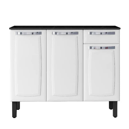 Balcão de Aço Itatiaia Cozinha 105cm Rose Branco com Gavetas – Linha Premium