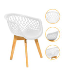 Kit 4 Poltronas Cadeiras Jantar Cozinha Sala Varanda Area Gourmet Web Branca Wood Base Madeira