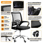 Kit 3 Cadeiras de Escritório Mesh Assento Estofado Base Giratória