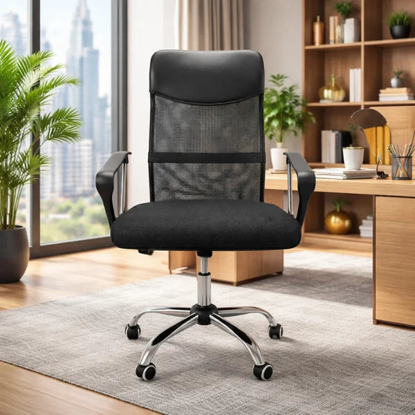 Cadeira Presidente Giratória Mesh Reforçada – Alta Resistência até 220 kg Preto