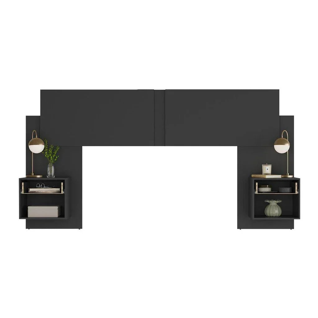 Cabeceira Extensível Casal/Queen com 2 Mesas de Cabeceira - 100% MDF [Kit Completo]