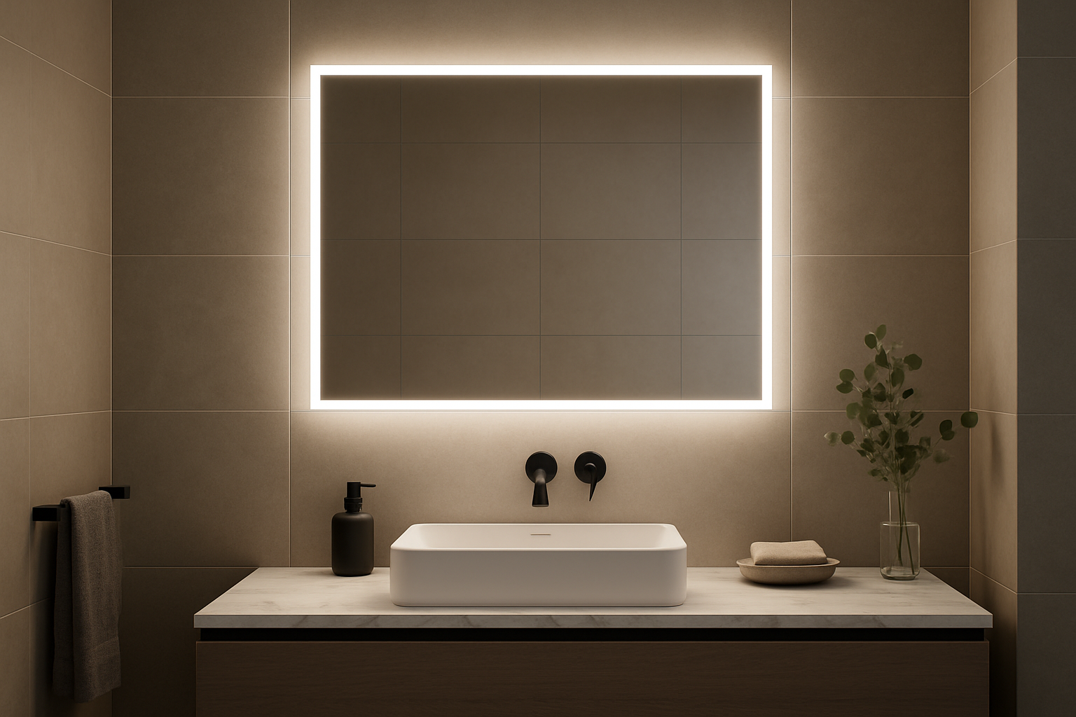 Espelho Banheiro LED 60x80cm – Iluminação Touch Moderno
