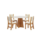 Conjunto Sala de Jantar Mesa Chilli 90cm Tampo Redondo com 4 Cadeiras Sol Mel/Blonde/Bege