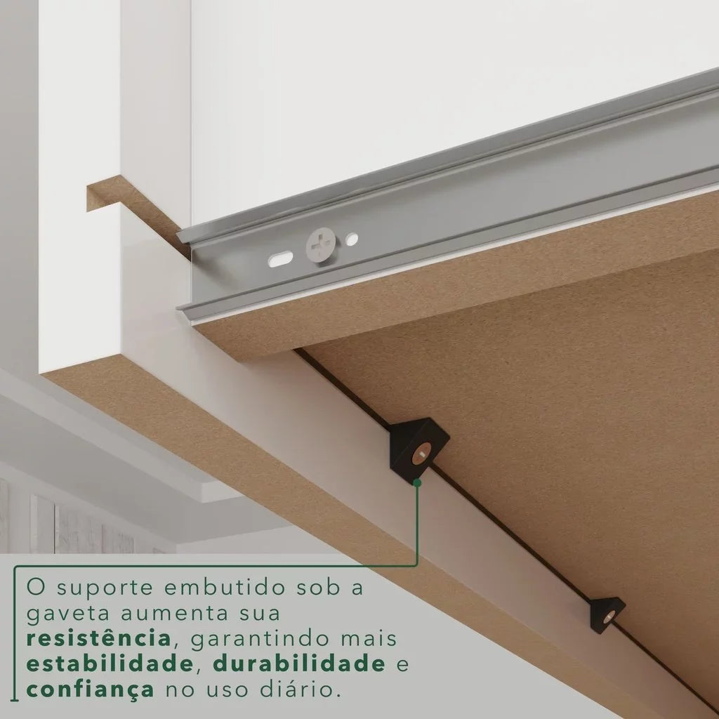 Guarda-roupa Casal 4 Portas 2 Gavetas França Branco