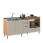 Balcão para Pia e Cooktop 4 Portas 2 Gavetas 190cm Alice Angelin e Off White Yescasa Angelin Premium/Off White